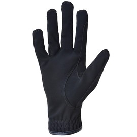 Harry Hall All-Season Riding Gloves with Close Contact Nubuck Suede Palm & Stretchy Polyamide Upper - Secure Hook & Loop Fastening, Hand Wash Only - Black - LGE