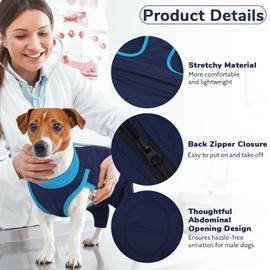 LeLePet Dog Post Surgery Suit with Legs, Surgical Body Suit for Dogs, Dog Hind Leg Recovery Suits for Large Dogs, Pet Surgical Recovery Suits to Prevent Licking, Navy Blue 2XL