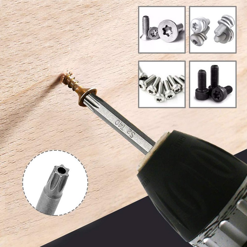 Mesee 8 Pieces Long Torx Head Screwdriver Bit Set, 1/4