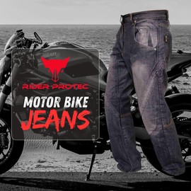Rider Protec® Motorcycle Pants for Men Reinforced Aramid Lining Motorbike Riding Protective Armoured Jeans Adventure Black