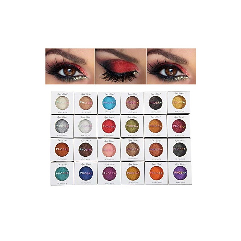 PHOERA Super Vibrant Ultra-Metallic Eyeshadow Long Lasting Waterproof Shimmer High