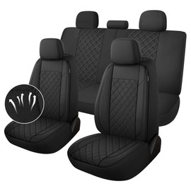 YGL Breathble Car Seat Covers Full Set,Washable Seat Covers for Cars,Premium Cloth Car Seat Protectors,Interior Covers for Cars,Sedan Van Truck SUV(Black)