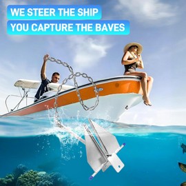 JURPLIX Heavy Duty Boat Anchor Kit, Fluke Style with Chain and Rope Set, Compatible with Pontoon, Deck, Fishing, and Sailboats, 8LB, Galvanized Steel