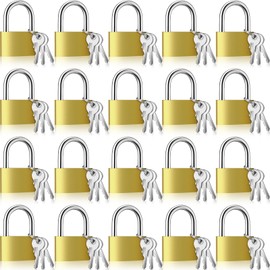 Yaocom Solid Brass Keyed Padlock, Small Padlocks Keyed Alike Yellow Gym Lock, Strong Padlock with Key for Luggage Toolbox(18 Pcs,40mm 1-9/16")