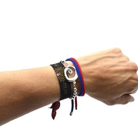 BDM Virgen del Pilar Spain Black or Green Fabric Bracelet Adjustable for Men and Women, Cotton