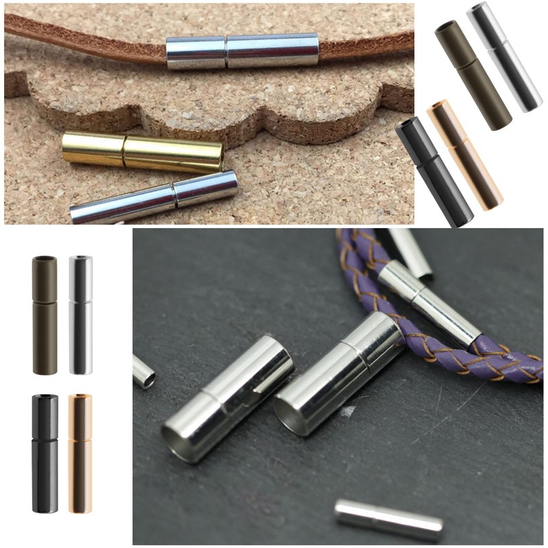 VGOL 40pcs Cord End Caps 2mm Push Tube Clasps Bracelet