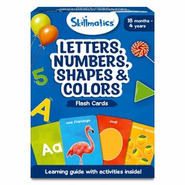 Skillmatics Tarjetas de memoria gruesas para niños pequeños: letras, números, formas y colores, juguetes Montessori, actividades de aprendizaje preescolar, ayudas de aprendizaje, regalos para niños de 1, 2, 3, 4 años