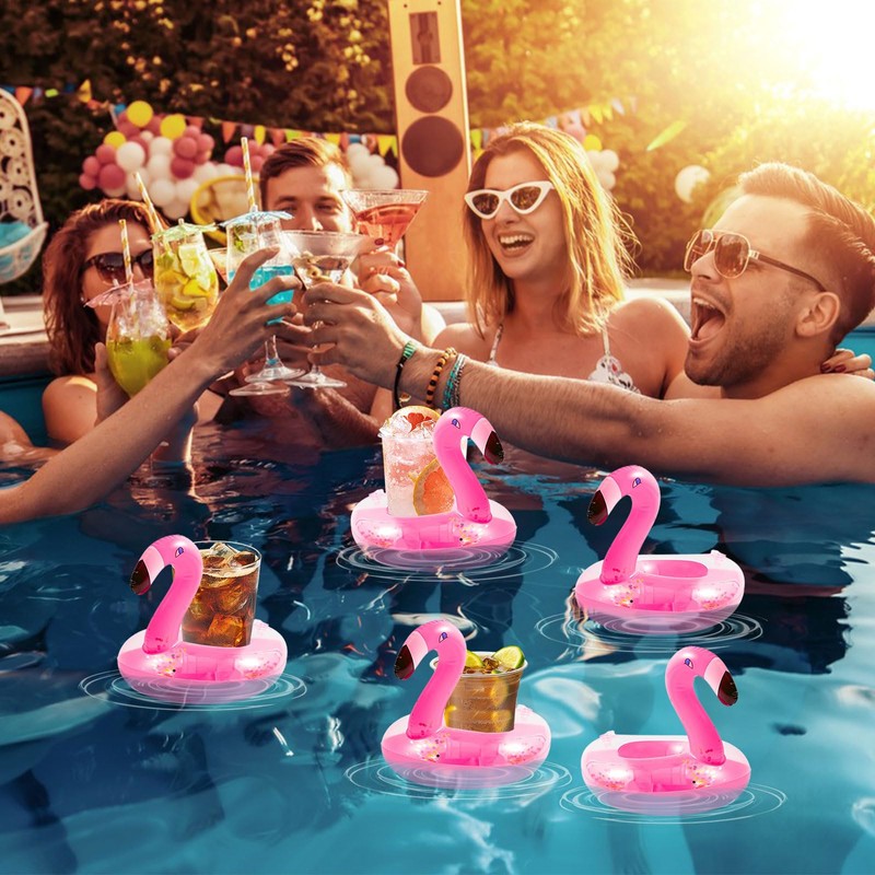 8pcs Inflatable Pool Drink Holder Floating Coasters Multi Shape Swimming