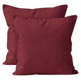 Encasa XO Cotton Throw Pillow Covers Set of 2 I 24x24 in (60x60 cm) - Rich Maroon I No Insert I Plain Square Pillowcases I Machine Washable | Indoor Use Only