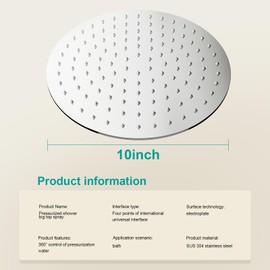 AULEEND All Metal Rain Shower Head - Heavy Duty Stainless Steel, Easy Install, High Water Flow, Ultra-Thin Modern Design for Bathroom (Chrome, 10)