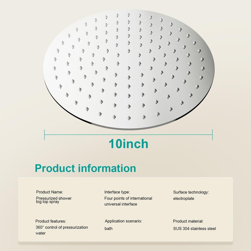 AULEEND All Metal Rain Shower Head - Heavy Duty Stainless