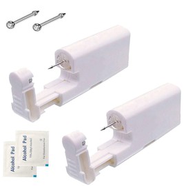 SLVIEKAE 2 Pcs Nose Piercing Kit | Disposable Safe Sterile Self Nose Piercing Gun | Nose Piercing Kit Tool with Free Nose Rings
