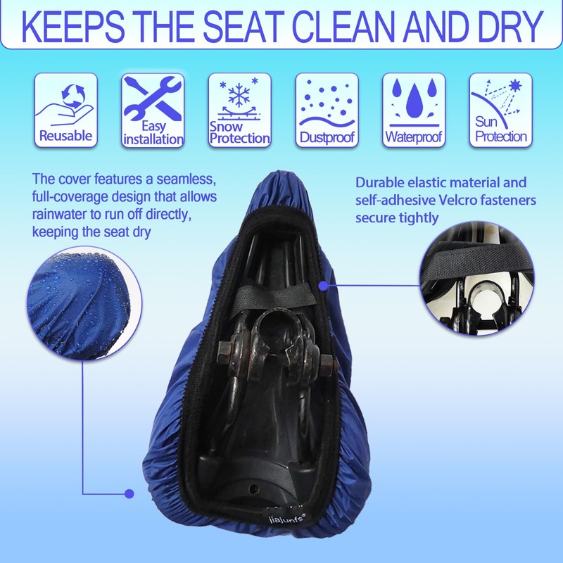 JIAJUNFS Waterproof Bicycle Seat Covers Rainproof, UV-Resistant dustproof and Windproof