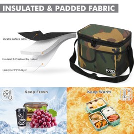 Tirrinia Insulated Lunch Box for Women Men, Leakproof Reusable Lunch Bag Containers for Adult,Working,Office,Lunch Soft Cooler Bag Tote for Picnic Hiking BeachCamo
