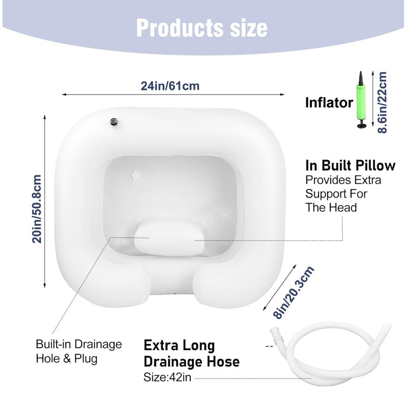Inflatable Shampoo Basin - Portable Hair Washing Tray for Disabled,