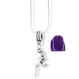 Emerald Park Jewelry Kangaroo Necklace | Kangaroo with Joey in Pouch Charm Snake Chain Necklace