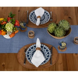 Loma Oval Rattan Placemat, Set of 2 Pieces, Honey-Brown