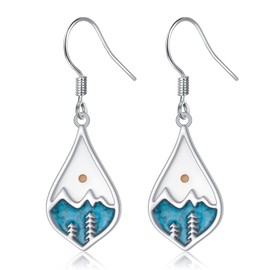DAOCHONG Mountain Earrings 925 Sterling Silver Turquoise Mustard Seed Dangle Drop Earrings Faith Jewelry Gifts for Women