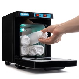 WYZworks 5L Mini 2 in 1 Hot Towel Warmer and UV Treated Hygienic Cabinet - Aluminum Interior - Heater Equipment for Facial Spa Salon Barber Hair Beauty Massage Home Use Health Care – Black