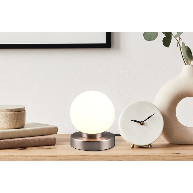 lightling Pekka Table Lamp with Base Matt Nickel Metal Glass