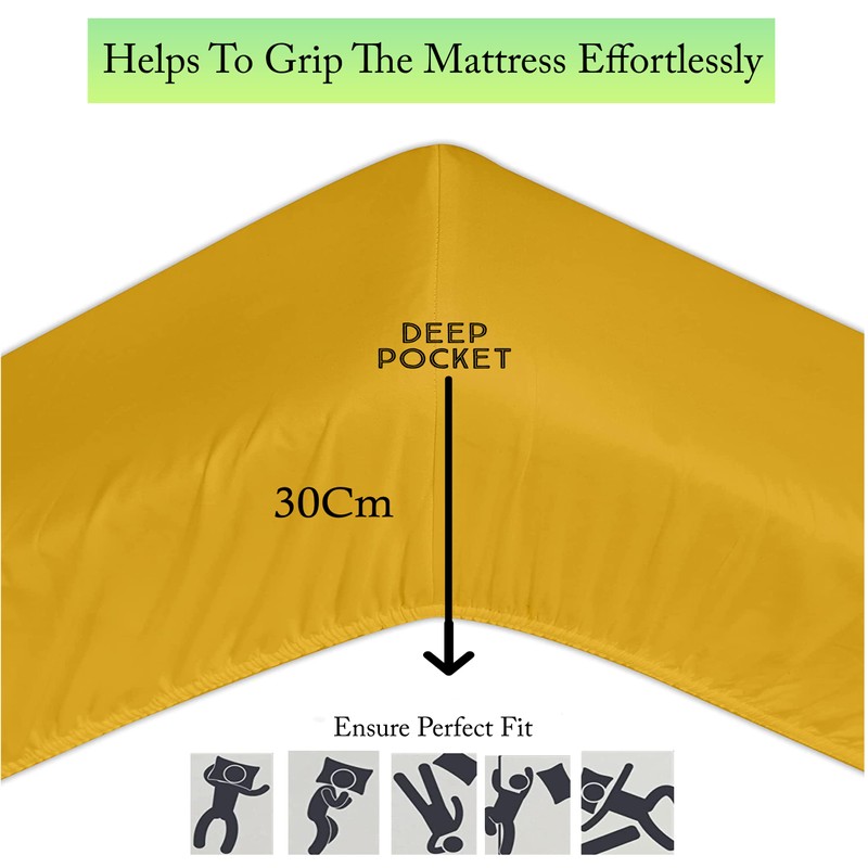 Apex Furnishings Bedding Double Fitted Sheet Ochre - Deep Pocket