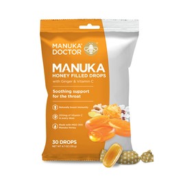 Manuka Doctor Cough Drops, Manuka Middles, 30 Drops (Pack of 1) Bag Throat Lozenges Infused with Raw Manuka Honey, Vitamin C & Ginger for Immune Support, Helps Soothe Sore Throat