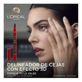 L'Oréal Paris Faux Brow Delineador de Cejas con Pincel de Doble Punta, Efecto pelo a pelo para cejas más rellenas hasta por 2 días