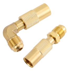 2pcs 3/8" Male Flare Propane Adapter Fittings, Elbow & Straight Brass Adapters Compatible with Blackstone 17in & 22in Tabletop Griddles