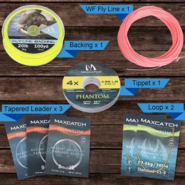 MAXIMUMCATCH Bestprice Fly Fishing Line (Weight Forward, Floating Fly Line) and Fly Line Combo with Backing Leader and Tippet (1F/2F/3F/4F/5F/6F/7F/8F/9F/10F) (Pink Combo, WF5F)