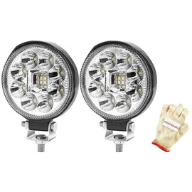 LED Work Light, Set of 2, 12V 24V High Brightness SMD Round Floodlight, Truck, Tractor, Deck Light, Forklift, Snowblower Light, Ship Light