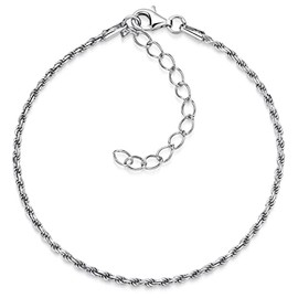 MATERIA by Matthias Wagner SA-27 Women's Cord Bracelet Rhodium-Plated 925 Silver 18-23 cm, Sterling Silver