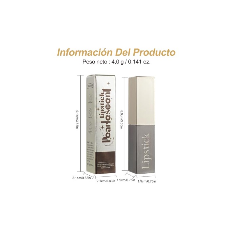 Erinde Lápiz Labial Purpurina Metálica con Mate, Tinte Labial Duradero,#03