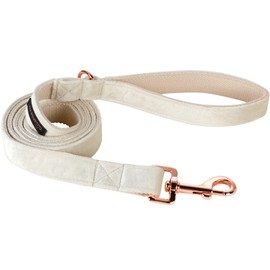 ARING PET Dog Leash, Velvet Dog Leashes Matching Dog Collars, Handmade Strong White Velvet Wedding Dog Leash for Small Medium Large Dogs