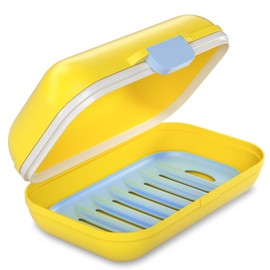 CRKIOB Travel Soap Container with Lid, Leakproof Silicone Sealing Bar Soap Travel Case for Traveling, Bathroom, Dorm, Camping, Gym 4.57” x 3.09” x 1.83” (Yellow)