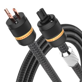 Viborg C7 Hi-End Power Cable, 4.9FT, Figure 8 Audiophile Power Cord, 2x9AWG HiFi Power Wire US AC Mains Cord with Pure Copper Conductor, US+C7 Power Plug