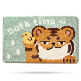 Molesun Cute Tiger Bath Rug 20x31, Non-Slip Soft Microfiber Bath Mat for Bathroom, Super Water Absorbent Shaggy Floor Mats for Kids Room, Bedroom, Kitchen, Tiger