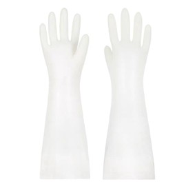 JINGLIKANG 18 inch Durable White Nitrile Gloves, Reusable Household Kitchen Cleaning, Dishwashing, Anti Slip,Powder Free(1, M)