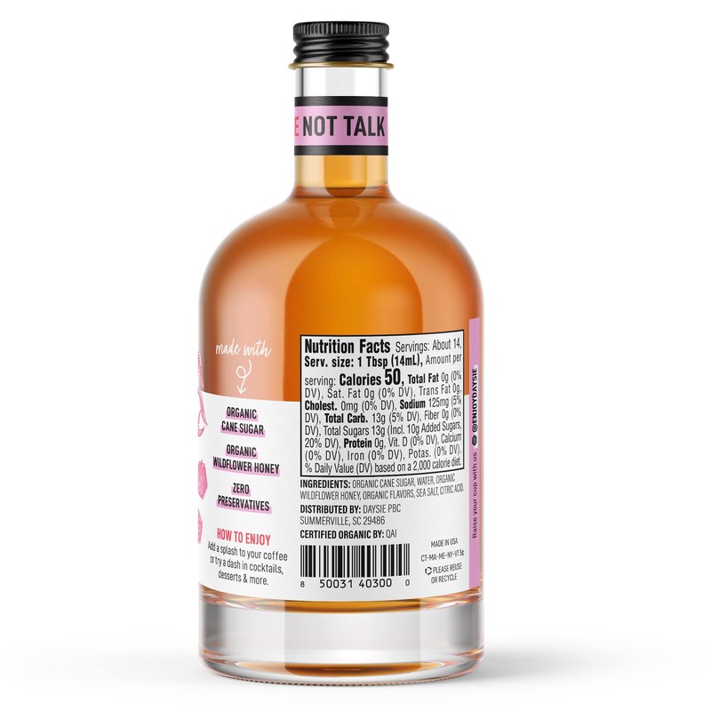 Daysie Certified Organic Salted Caramel Syrup, 6.76 Fluid Ounces, Pack