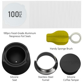Infinesso Reusable VertuoLine Pod Refill Kit,for Faster Seal Reusable N*espresso VertuoLine Pods,100pcs Aluminum Foil Lids for Refillable N*espresso Pods VertuoLine