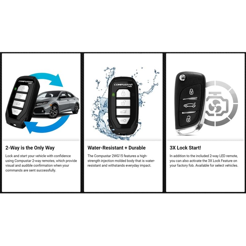 Compustar CSX4900-S 4-Button 2-Way, 3000' Remote Start System w/Drone X1LTE