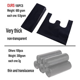 200 Counts Kitchen Garbage Bags and 1.8mil Thick Black Trash Bag with Handles, 14x21.6 Inch 3-4 Gallon Picnic, Kitchen, Daily Use, Bedroom Waste Bin Garbage Bags, Bulk Bags