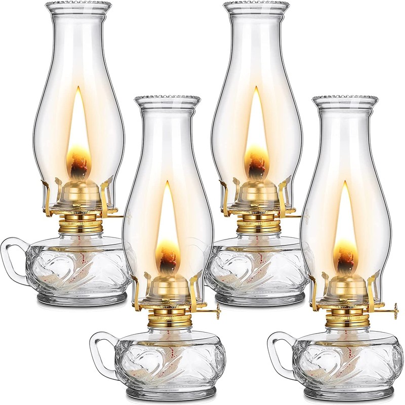 Cywinfow Lantern Kerosene Lamp Vintage Kerosene Lamp L392G (Green-Gold)