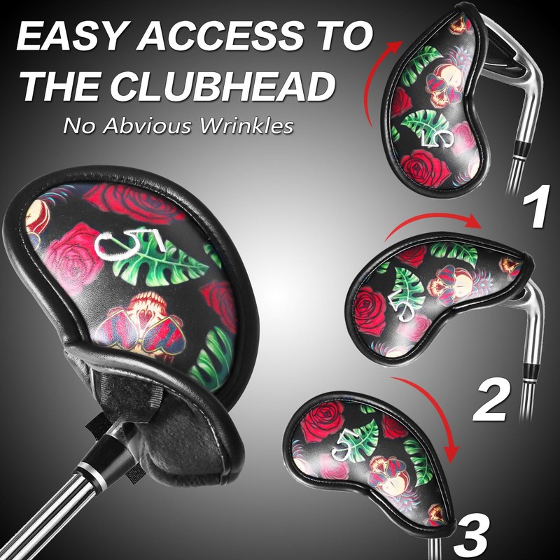 Golf Iron Head Covers Numbers Synthetic Leather Headcover Deluxe Value