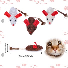 GOZINA Pack of 3 Cat Toy Mouse, Toy Mice for Cats, Catnip Toy for Cat, Chew Toy, Mouse Toy Cushion with Matatabi Stick that Cats Enthusiasts, Cat Toy Natural Cat Toys