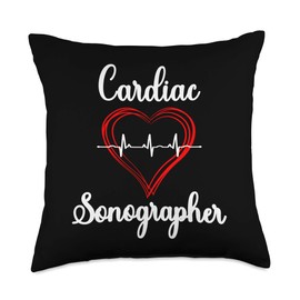 Cardiac Sonographer EKG Heart Heartbeat Echocardiographer's Throw Pillow