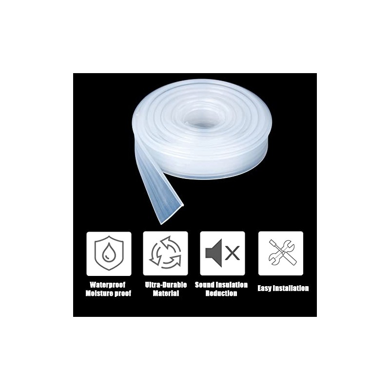 Waterproof Shower Door Bottom Seal Strip - Clear Silicone Replacement