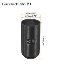 sourcing map 50Pcs Heat Shrink End Cap 20mm ID x 45mm L 2:1 Ratio Waterproof Electrical Wire Wrap Heat Shrink Tubing Caps Lined Sealed for Wire Cable, Black