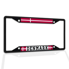 Fastasticdeals Metal Insert License Plate Frame Denmark Flag A Weatherproof Car Accessories Black 4 Holes Solid Insert