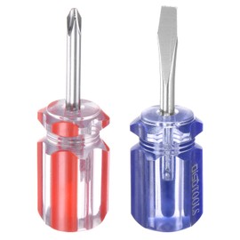 sourcing map 2pcs Short Screwdrivers Set PH2 Phillips SL6 Flat Head Stubby Magnetic CR-V Screwdrivers Pocket Tip Slotted Mini Phillips Screwdriver for DIY Repairing