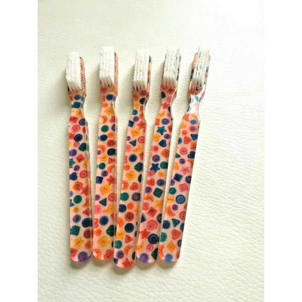 5-PACK New FUN Buttons Vintage Toothbrushes By Alan Stuart of